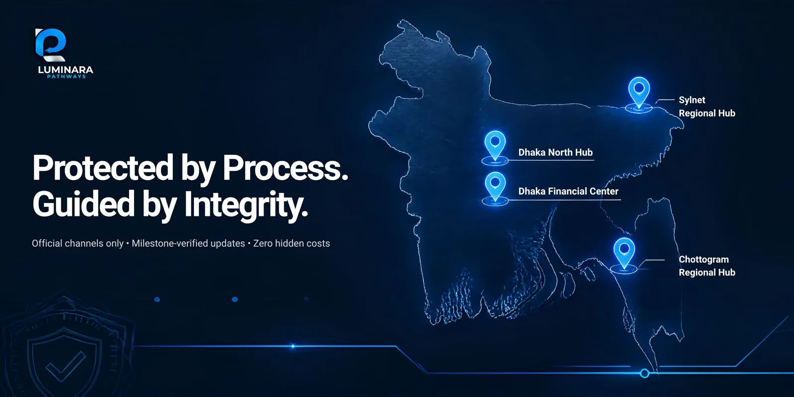 Luminara Pathways hubs in Bangladesh: Dhaka North, Dhaka Financial Center, Chottogram and Sylhet